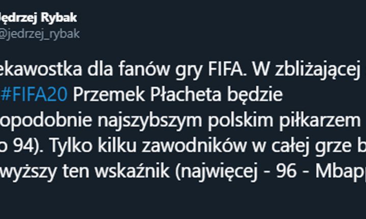 To będzie NAJSZYBSZY Polski piłkarz w FIFA 20!